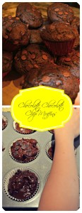 Chocolate chocolate chip muffin pinterest collage