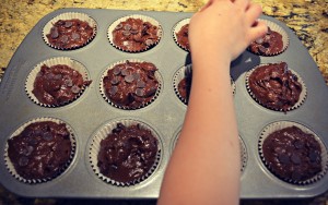 Chocolate chocolate muffins kids help