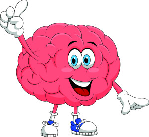 Vector illustration of Cute brain cartoon character pointing