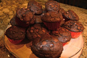 chocolate chocolate muffins done